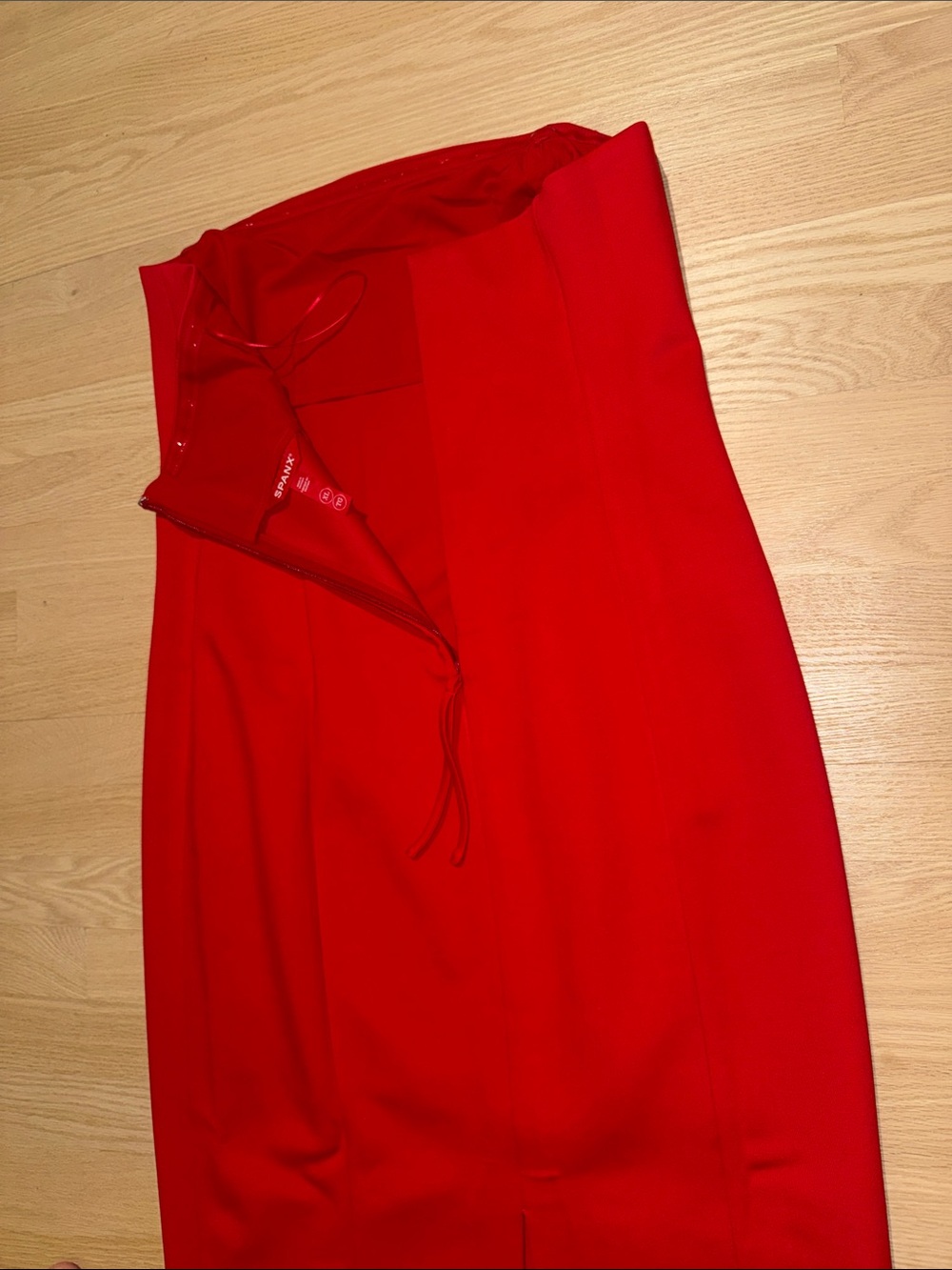 SPANX Red Strapless Pencil Midi dress Sz XL 14-16 - Picture 11 of 12